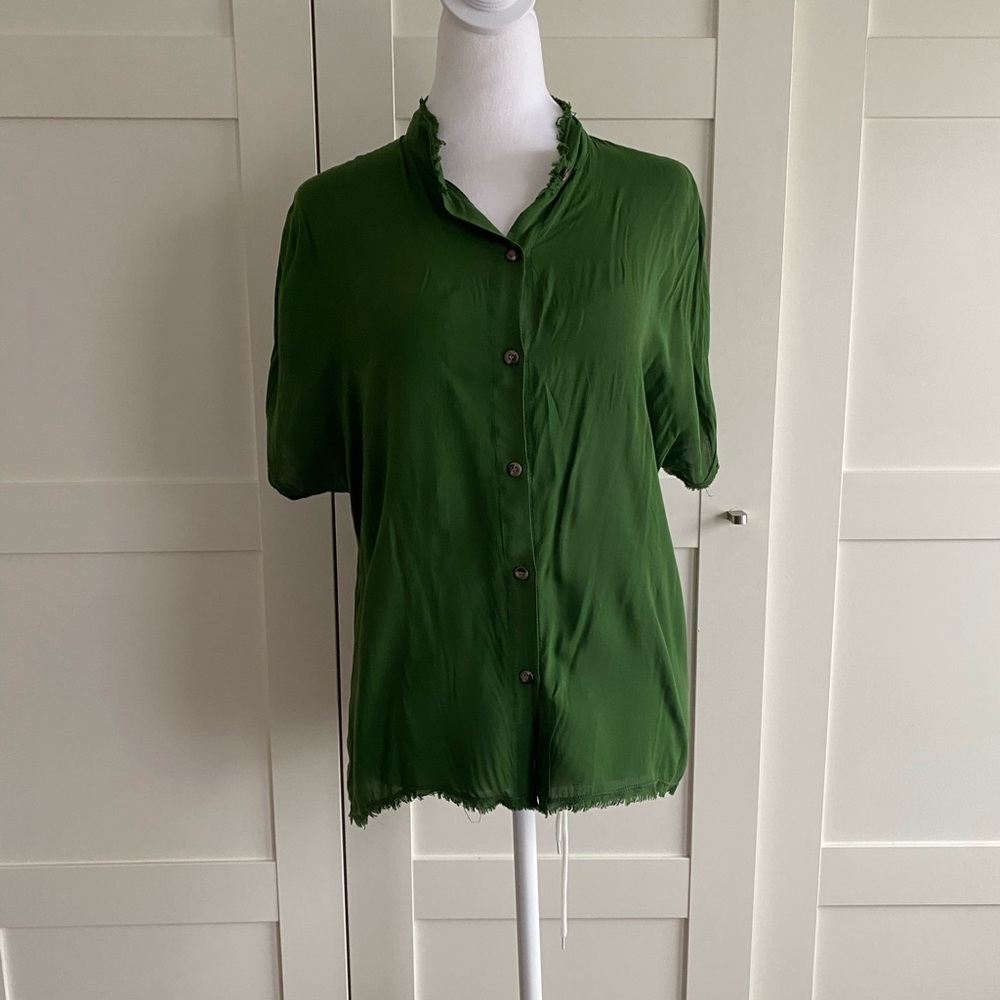 XCVI Green Button-Down Shirt